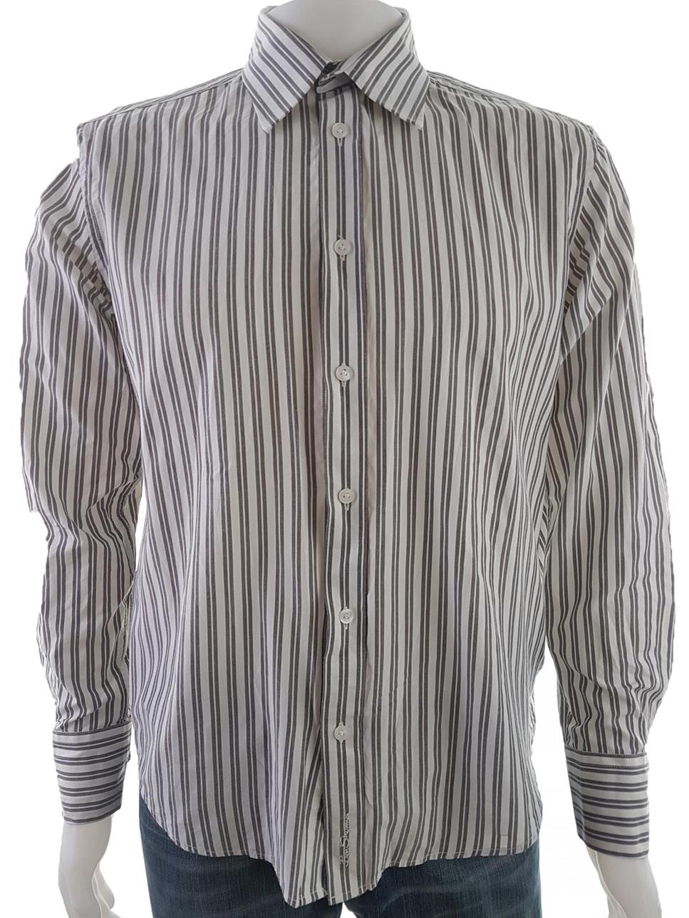 BEN SHERMAN Rozmiar M Kolor Szary Pasy Kołnierz Męska Koszula Casual Długi rękaw Materiał Bawełna