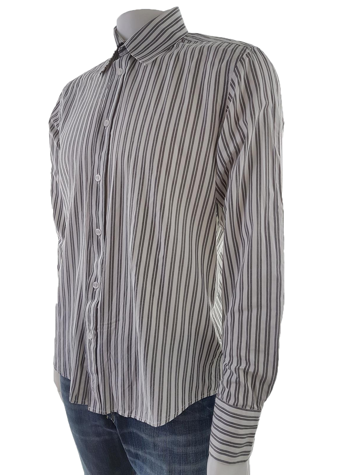 20190701_132213.jpg BEN SHERMAN Rozmiar M Kolor Szary Pasy Kołnierz Męska Koszula Casual Długi rękaw Materiał Bawełna