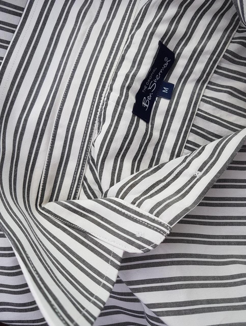 20190701_132351.jpg BEN SHERMAN Rozmiar M Kolor Szary Pasy Kołnierz Męska Koszula Casual Długi rękaw Materiał Bawełna