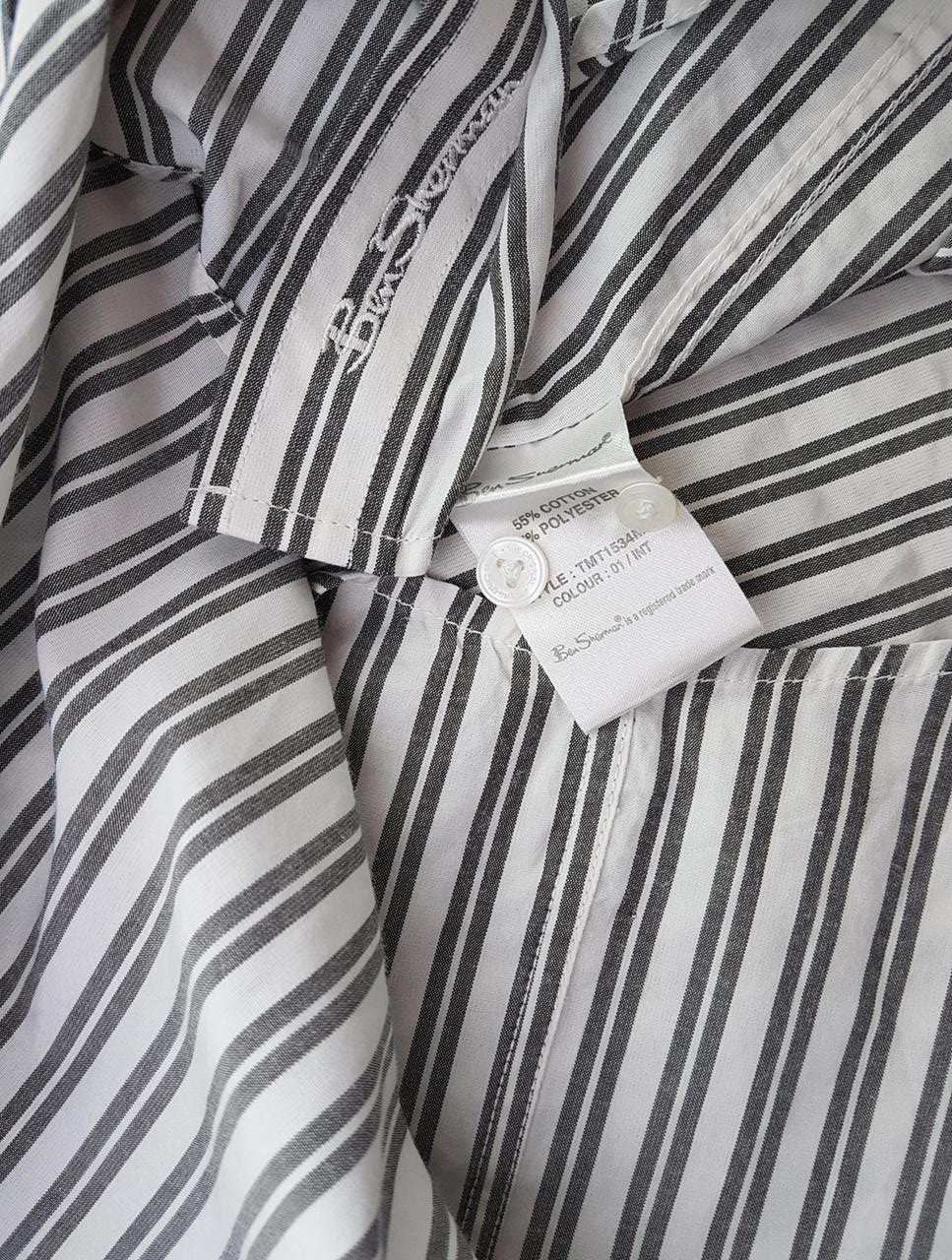 20190701_132425.jpg BEN SHERMAN Rozmiar M Kolor Szary Pasy Kołnierz Męska Koszula Casual Długi rękaw Materiał Bawełna