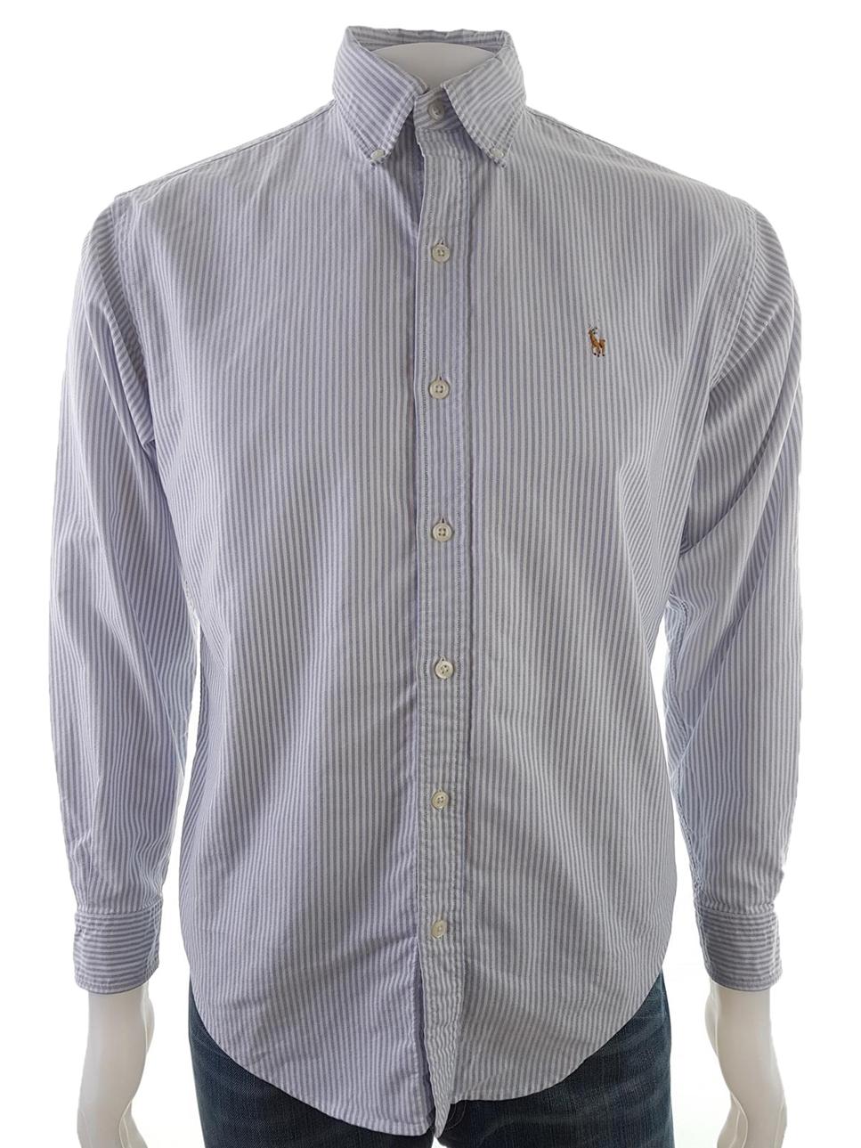 RALPH LAUREN SPORT Rozmiar 8 Kolor Niebieski Kołnierz Męska Koszula Casual Długi rękaw Materiał Bawełna 100%