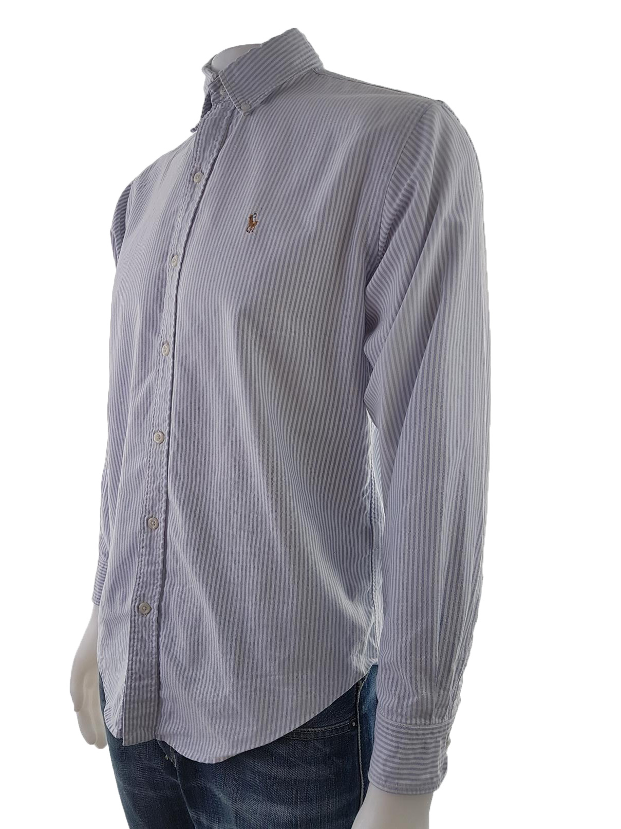 RALPH LAUREN SPORT Rozmiar 8 Kolor Niebieski Kołnierz Męska Koszula Casual Długi rękaw Materiał Bawełna 100%
