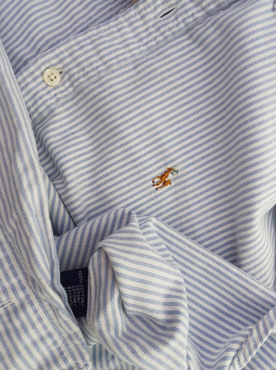 RALPH LAUREN SPORT Rozmiar 8 Kolor Niebieski Kołnierz Męska Koszula Casual Długi rękaw Materiał Bawełna 100%