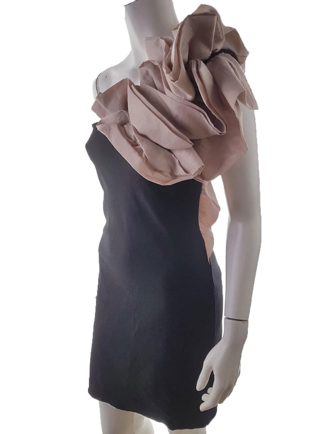 River island Rozmiar S Kolor Czarny Na Jedno Ramię Sukienka Ołówkowa Bezrękawnik Do Kolan Materiał Wiskoza