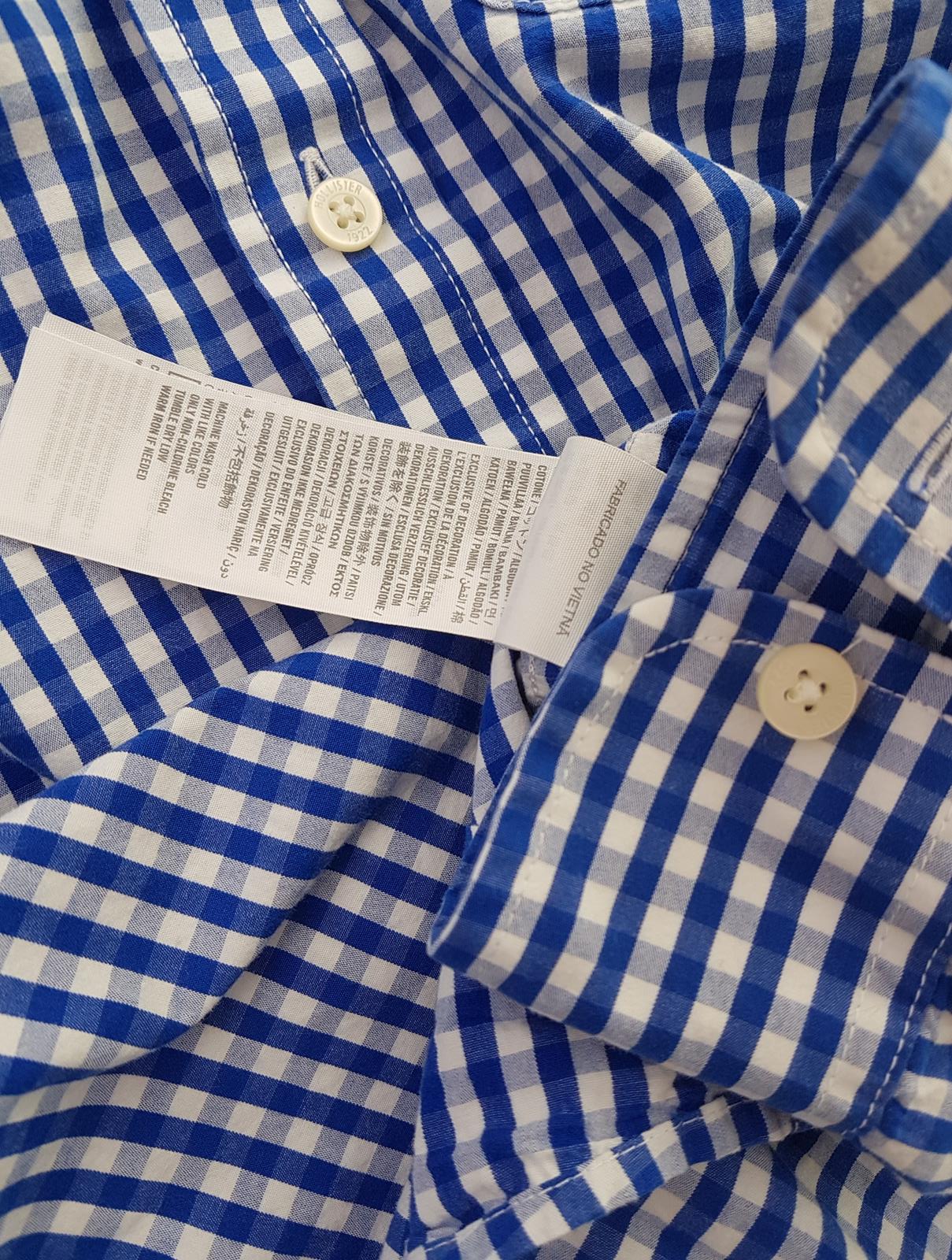 20190703_141411.jpg Hollister Rozmiar M Kolor Niebieski Krata Kołnierz Męska Koszula Casual Długi rękaw Materiał Bawełna 100%
