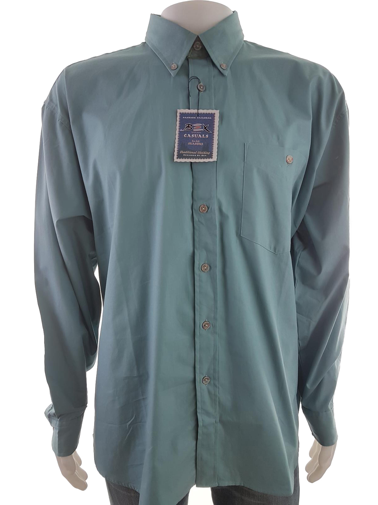 Designed By Bex Rozmiar XL Kolor Zielony Kołnierz Męska Koszula Casual Długi rękaw Materiał Bawełna 100%