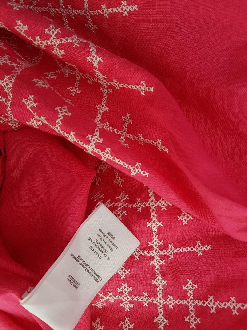 Part two Rozmiar 34 Kolor Różowy Okrągły dekolt Sukienka Prostokątna Rękaw 3/4 Midi Materiał Len Part two Rozmiar 34 Kolor Różowy Okrągły dekolt Sukienka Prostokątna Rękaw 3/4 Midi Materiał Len