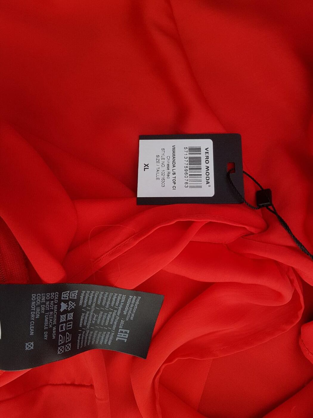 Vero moda Rozmiar XL Kolor Czerwony W serek Tunika Bluzka Długi rękaw Vero moda Rozmiar XL Kolor Czerwony W serek Tunika Bluzka Długi rękaw