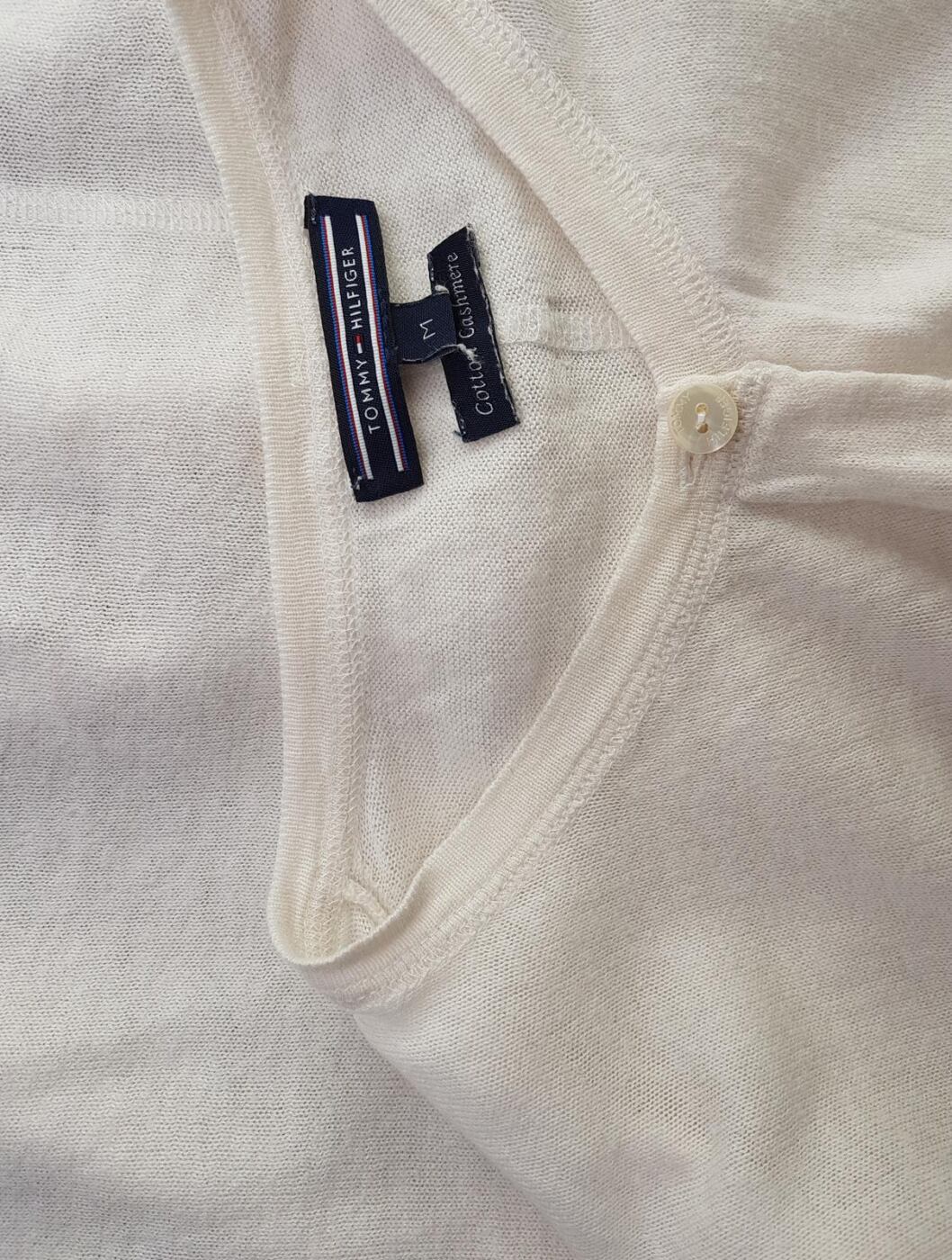 20190710_130908.jpg Tommy hilfiger Rozmiar M Kolor Kremowy Crew Neck Bluzka Zapinana Rękaw 3/4 Materiał Bawełna