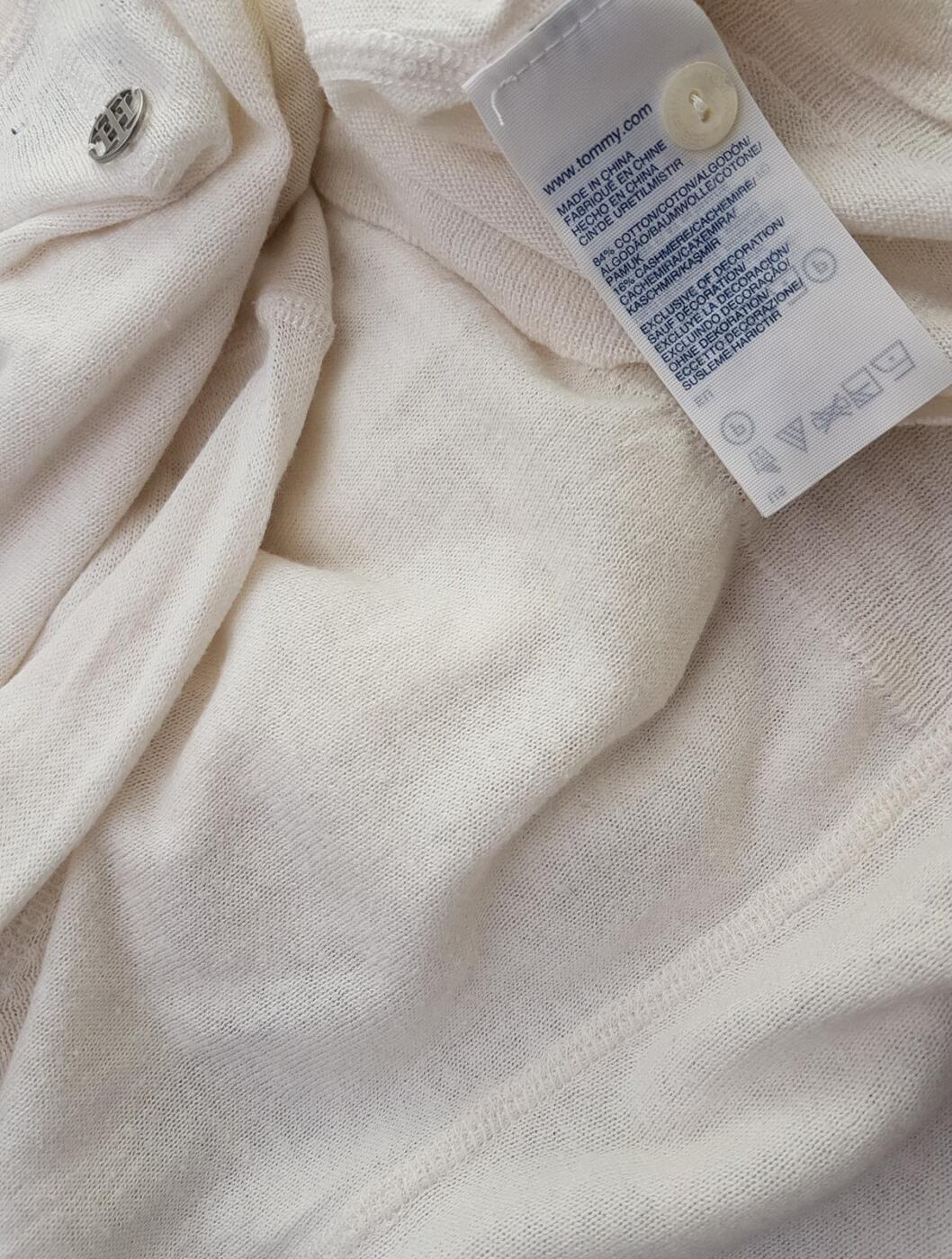 20190710_130921.jpg Tommy hilfiger Rozmiar M Kolor Kremowy Crew Neck Bluzka Zapinana Rękaw 3/4 Materiał Bawełna