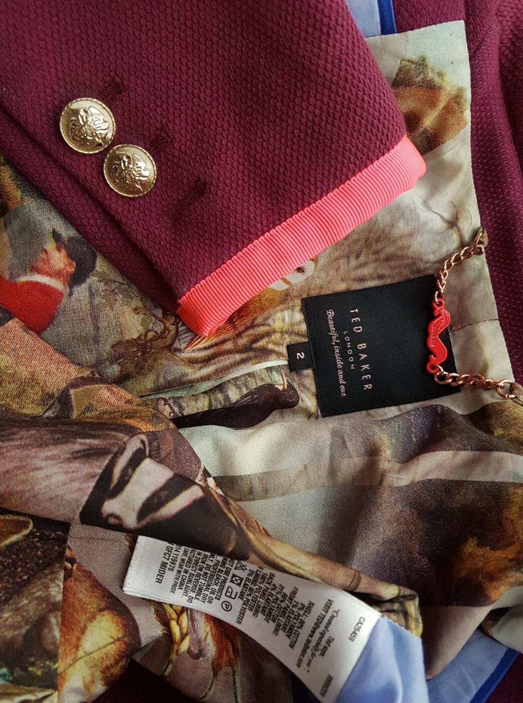 20190710_141133.jpg Ted Baker London Rozmiar S Kołnierz Żakiet z zapięciem Długi rękaw Materiał Bawełna