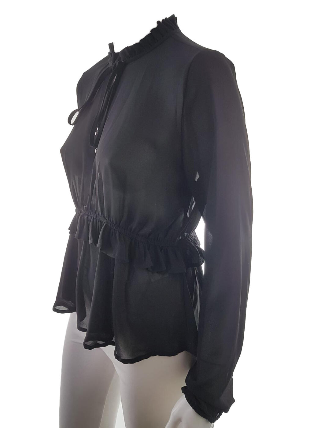 20190710_143941.jpg BIK BOK Rozmiar M Kolor Czarny Keyhole Crew Neck Bluzka Peplum Długi rękaw