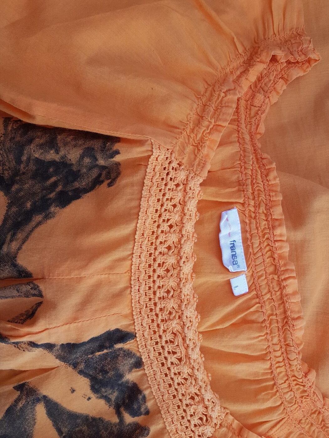Fransa Rozmiar L Kolor Pomarańczowy Kwadratowy dekolt Tunika Bluzka Krótki rękaw Materiał Bawełna 100% Fransa Rozmiar L Kolor Pomarańczowy Kwadratowy dekolt Tunika Bluzka Krótki rękaw Materiał Bawełna 100%