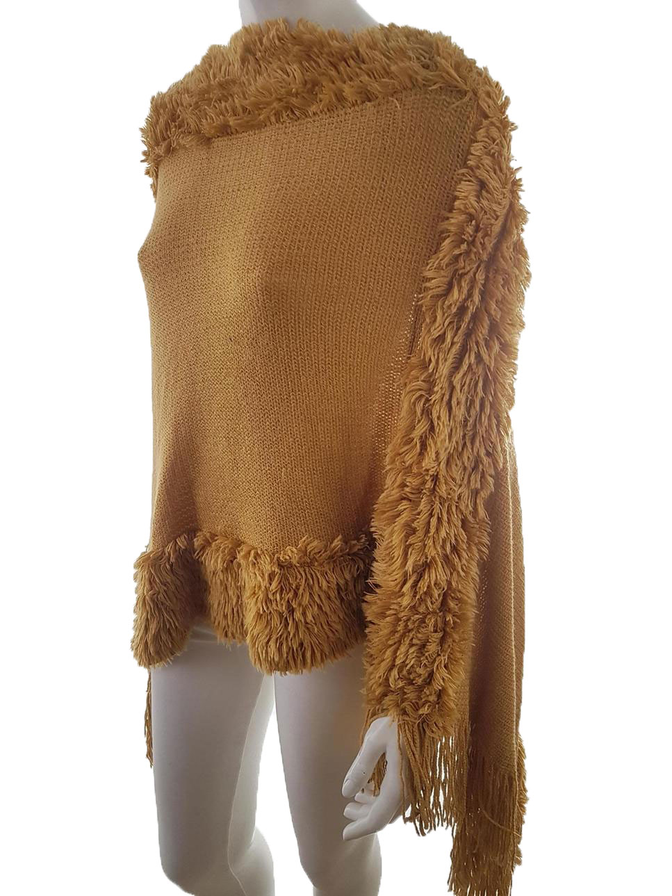 20190712_110636.jpg Vintage Rozmiar FREE SIZE Kolor Brązowy W łódkę Ponczo Sweter Bezrękawnik Cienka dzianina