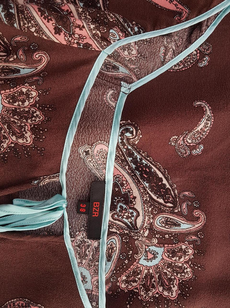 20190712_141431.jpg BZR Rozmiar 38 Kolor Brązowy Paisley Keyhole Crew Neck Bluzka Krótki rękaw Materiał Wiskoza 100%