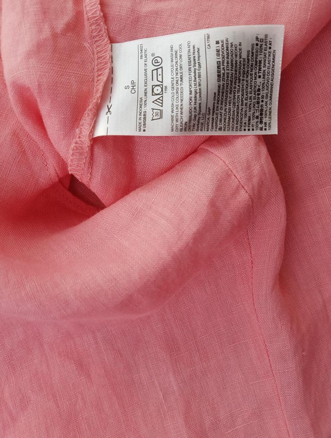 Gap Rozmiar S Kolor Różowy W serek Bluzka Bezrękawnik Materiał Len
