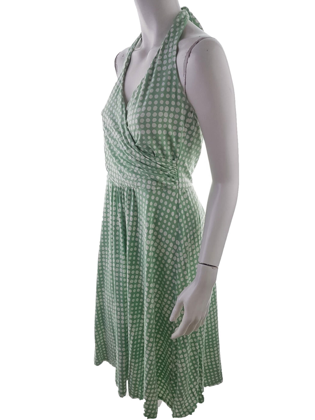 Boden Rozmiar 14 (42) Kolor Zielony Grochy Halter Sukienka Letnia Bezrękawnik Midi Materiał Wiskoza Boden Rozmiar 14 (42) Kolor Zielony Grochy Halter Sukienka Letnia Bezrękawnik Midi Materiał Wiskoza