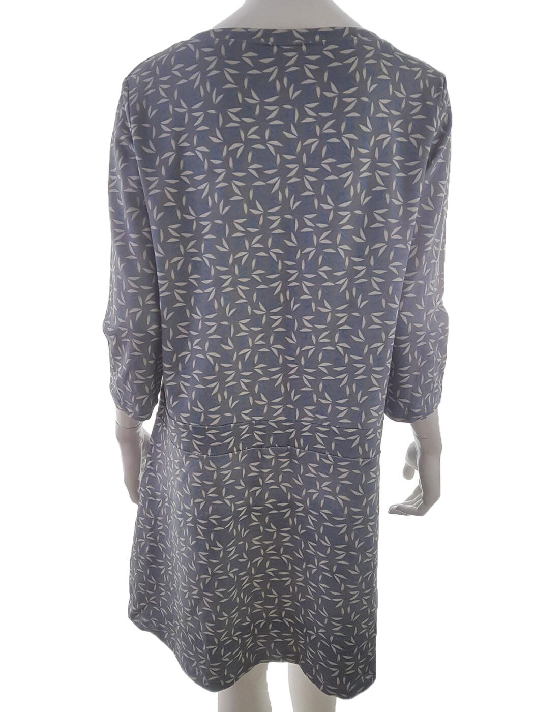 Vintage Rozmiar XL Kolor Szary Geometryczny Okrągły dekolt Sukienka Prostokątna Rękaw 3/4 Do Kolan