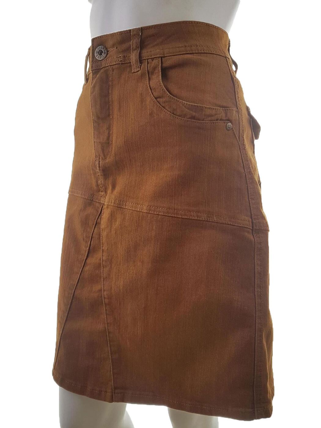 Flash Jeans Rozmiar 36 Kolor Brązowy Spódnica Prosta i Ołówkowa Do Kolan Materiał Bawełna