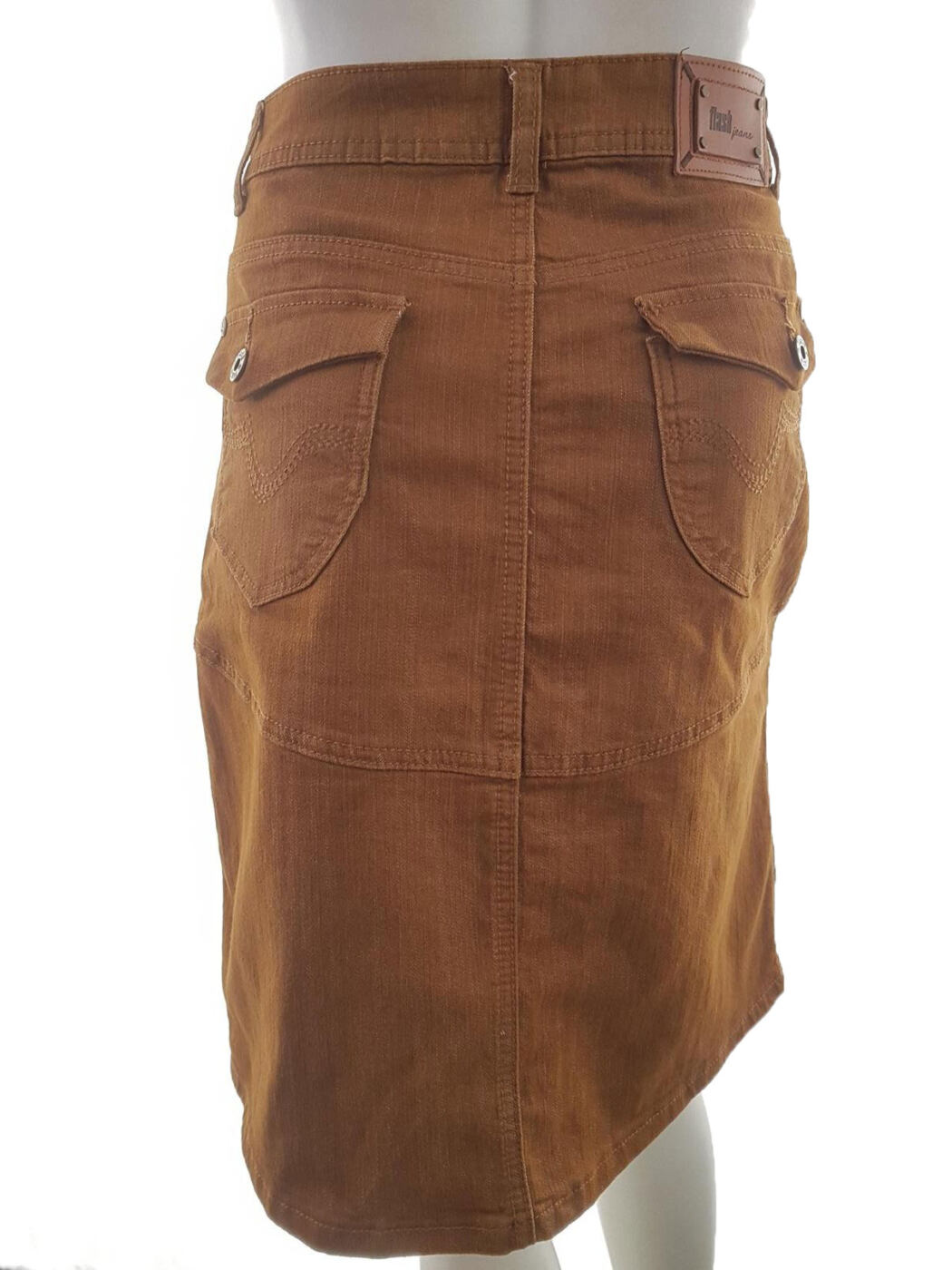 Flash Jeans Rozmiar 36 Kolor Brązowy Spódnica Prosta i Ołówkowa Do Kolan Materiał Bawełna