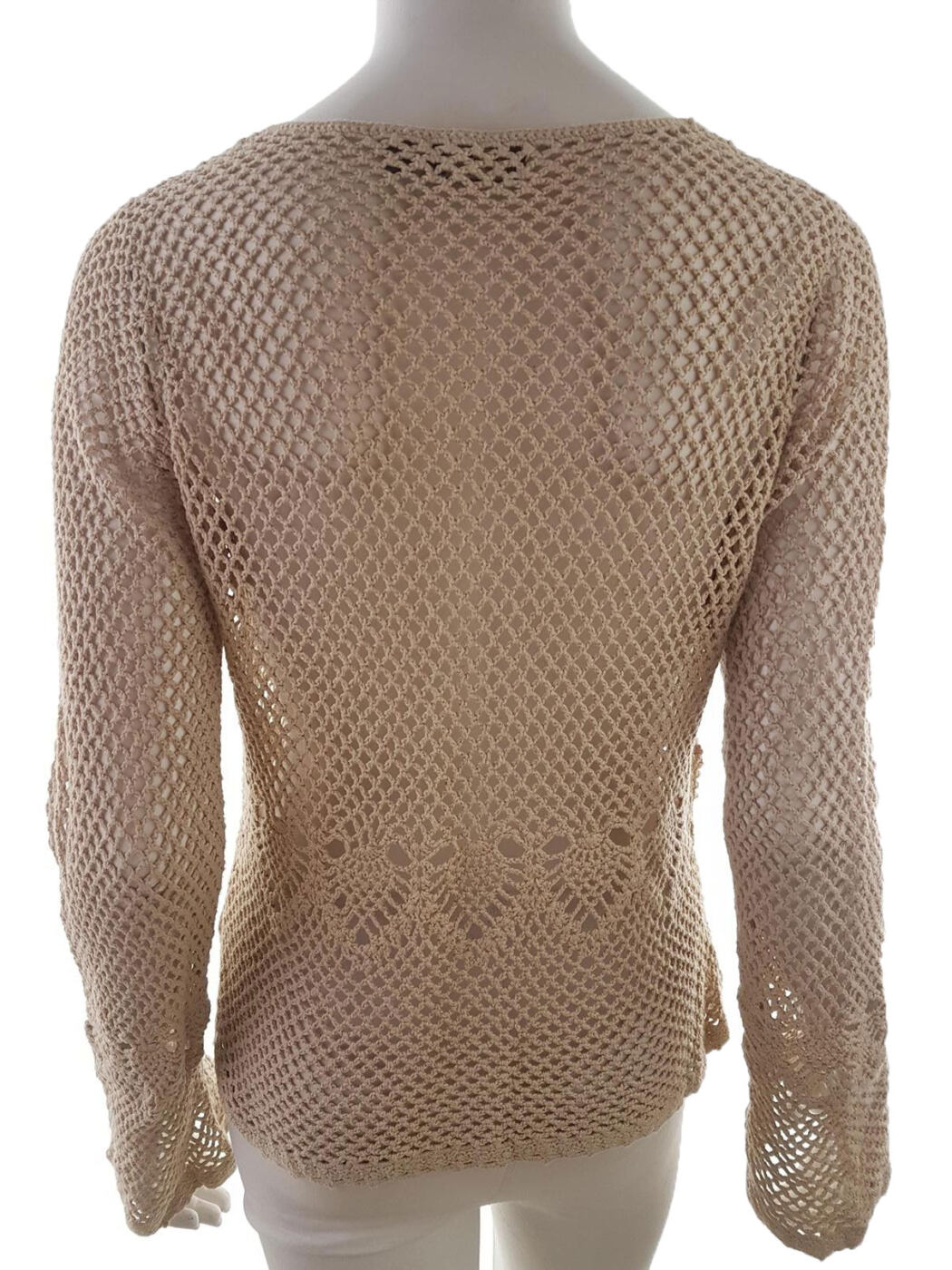 20190716_120742.jpg Mexx Rozmiar M Kolor Beżowy Keyhole Crew Neck Bluzka z otwartą dzianiną Długi rękaw Materiał Bawełna