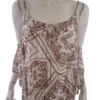 Cream Rozmiar 42 Kolor Biały Damask Paisley Keyhole Crew Neck Bluzka Krótki rękaw Materiał Wiskoza 100%