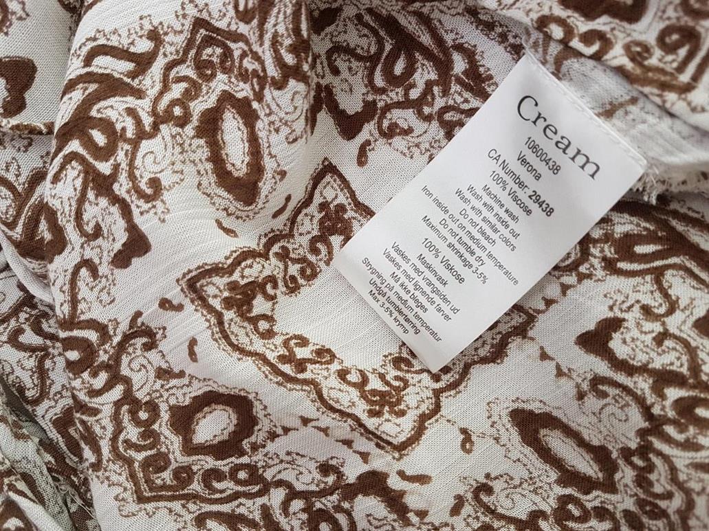 20190717_111025.jpg Cream Rozmiar 42 Kolor Biały Damask Paisley Keyhole Crew Neck Bluzka Krótki rękaw Materiał Wiskoza 100%