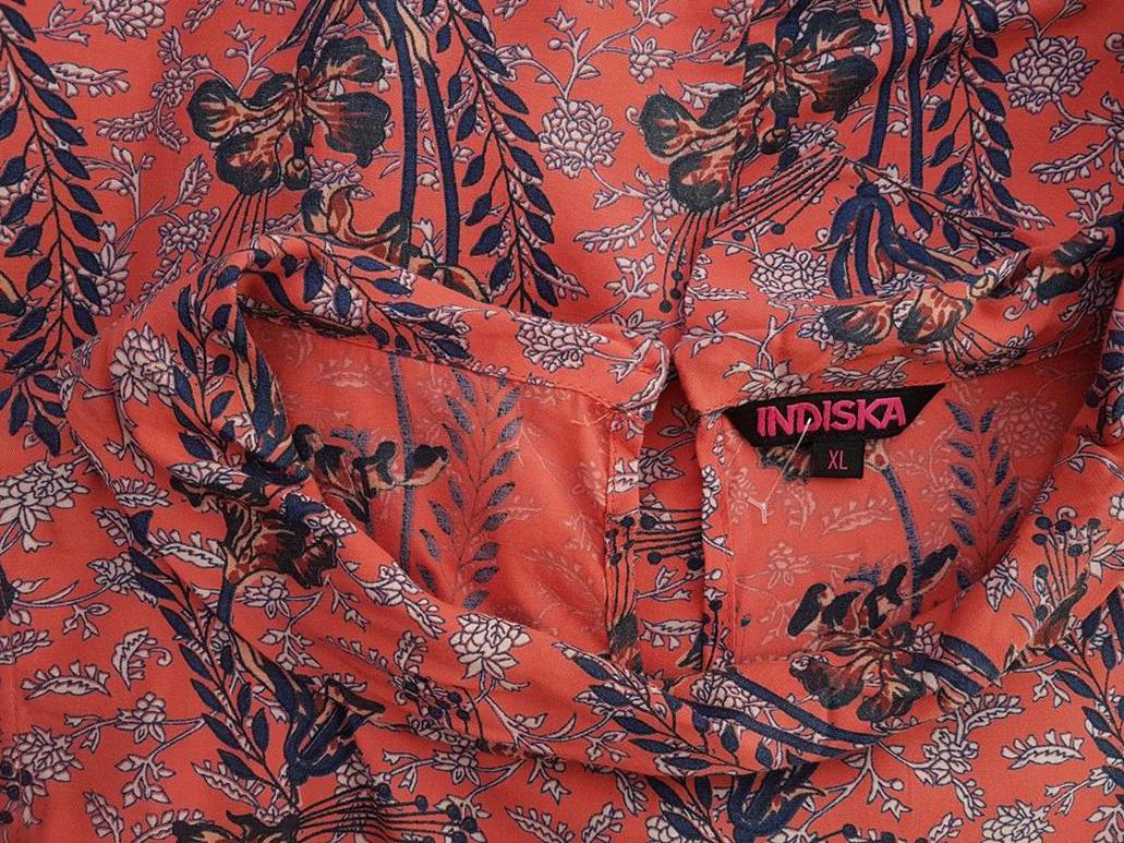 Indiska Rozmiar XL Kolor Czerwony Drapowany dekolt Sukienka Prostokątna Bezrękawnik Midi Materiał Wiskoza 100% Indiska Rozmiar XL Kolor Czerwony Drapowany dekolt Sukienka Prostokątna Bezrękawnik Midi Materiał Wiskoza 100%