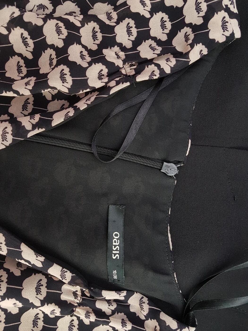 Oasis Rozmiar 10 (38) Kolor Czarny W serek Sukienka Ołówkowa Krótki rękaw Midi