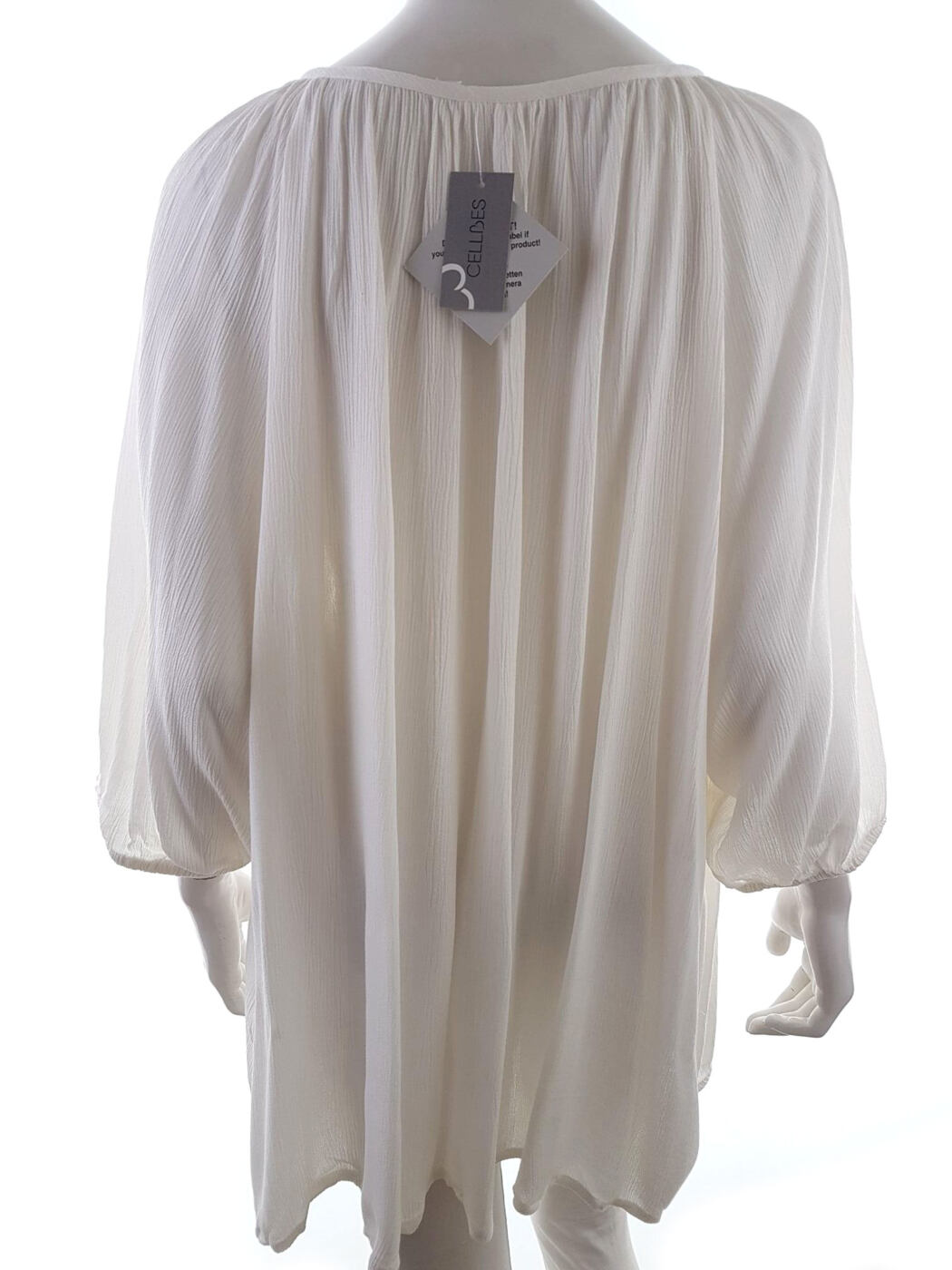 20190719_120333.jpg CELLBES Rozmiar 52 Kolor Biały Aztecka Keyhole Crew Neck Bluzka Rękaw 3/4 Materiał Wiskoza 100%