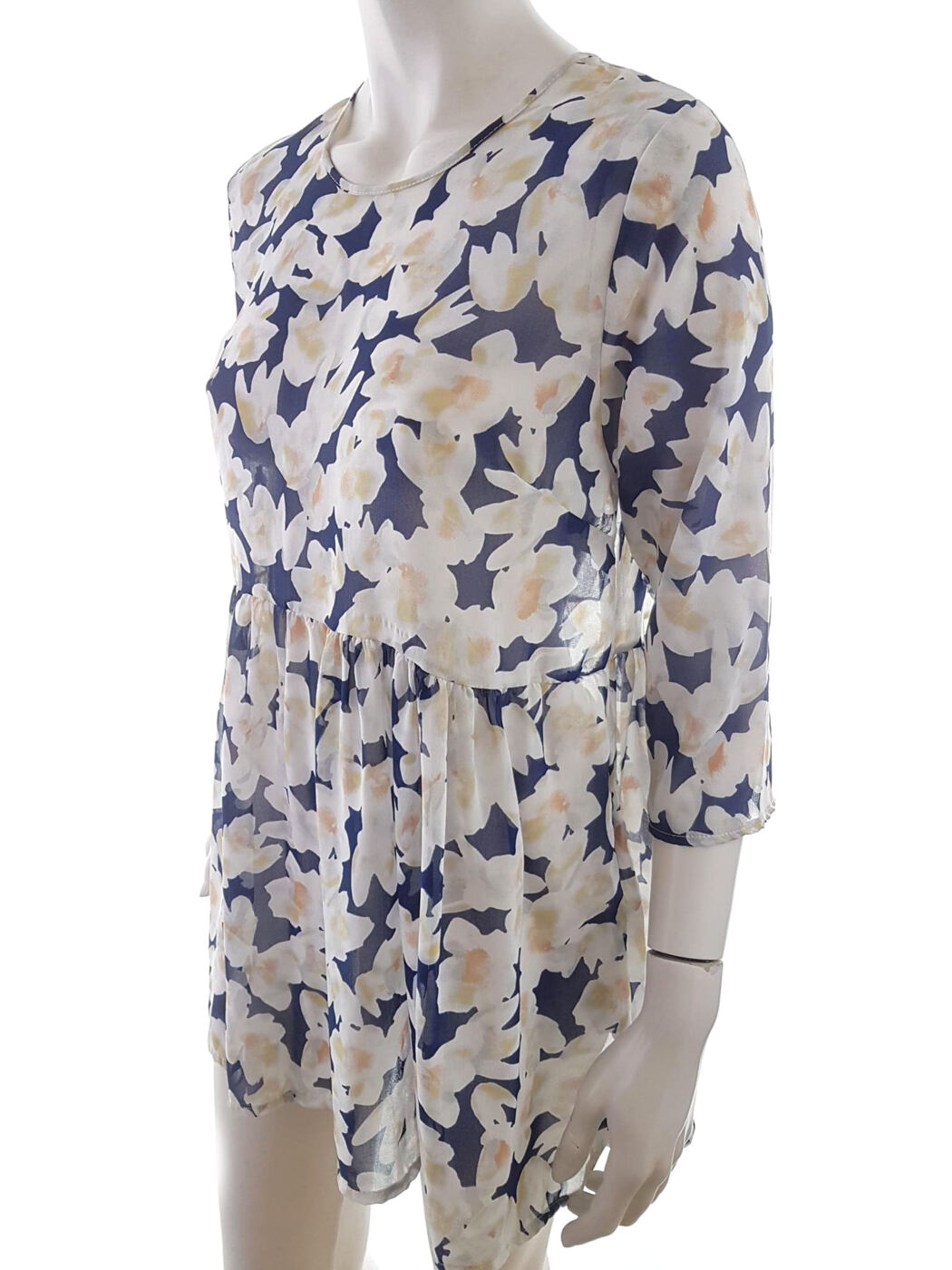 Shana Revolution Rozmiar L Kolor Granatowy Crew Neck Bluzka Peplum Rękaw 3/4