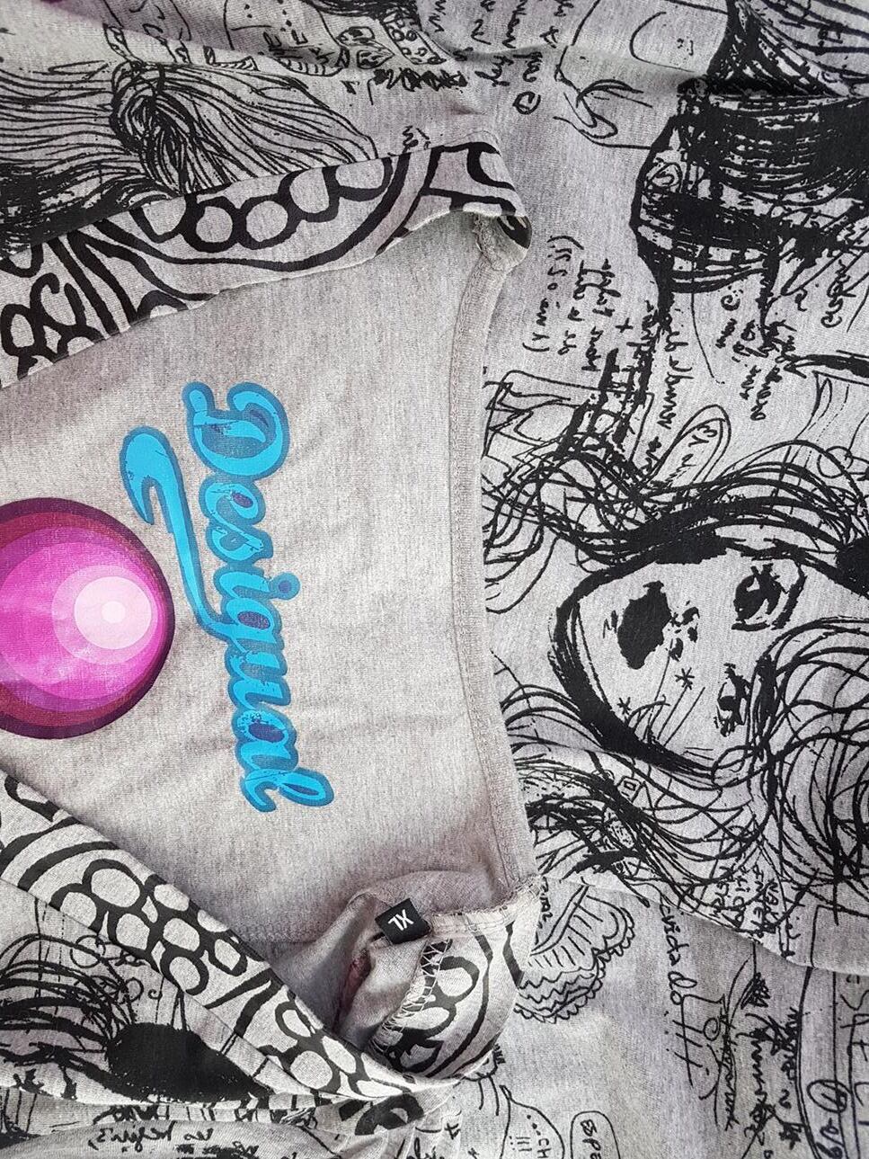 DESIGUAL Rozmiar XL Kolor Szary W serek Sukienka Sweterkowa Krótki rękaw Do Kolan DESIGUAL Rozmiar XL Kolor Szary W serek Sukienka Sweterkowa Krótki rękaw Do Kolan
