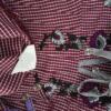 Odd molly Rozmiar S Kolor Bordowy Krata Keyhole Crew Neck Sukienka A-Line Rękaw 3/4 Midi Materiał Bawełna 100%