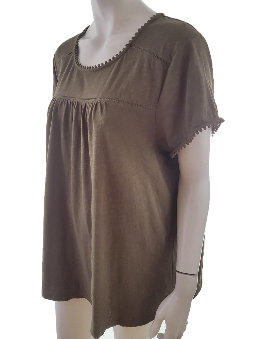 Boden Rozmiar 46 Kolor Khaki Okrągły dekolt Tunika Bluzka Krótki rękaw Materiał Bawełna Boden Rozmiar 46 Kolor Khaki Okrągły dekolt Tunika Bluzka Krótki rękaw Materiał Bawełna