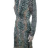 Gina Tricot Rozmiar 36 Panterka Keyhole Crew Neck Sukienka Sheath Długi rękaw Midi
