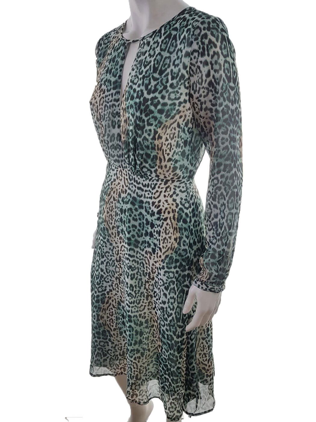 Gina Tricot Rozmiar 36 Panterka Keyhole Crew Neck Sukienka Sheath Długi rękaw Midi Gina Tricot Rozmiar 36 Panterka Keyhole Crew Neck Sukienka Sheath Długi rękaw Midi