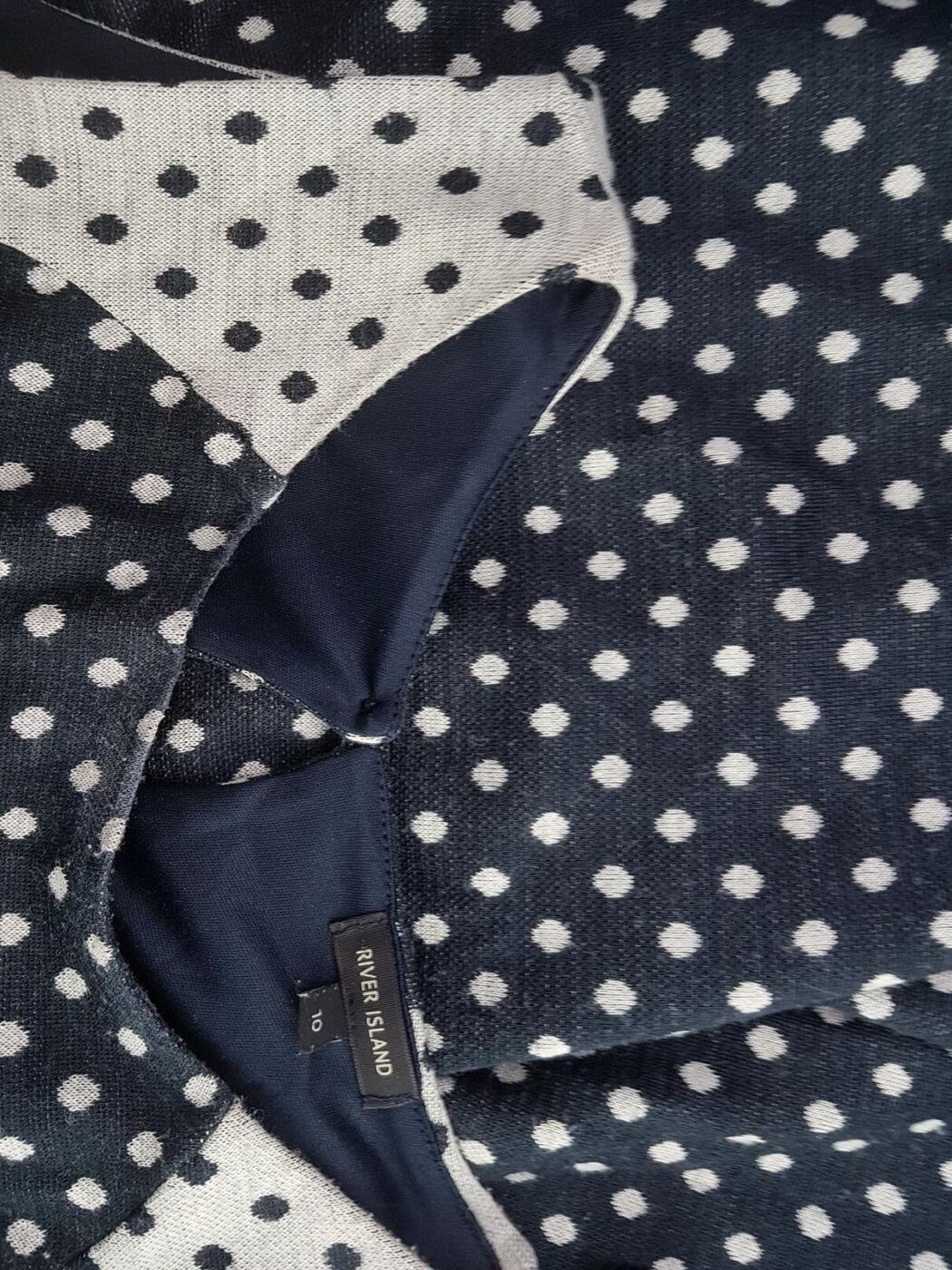 River island Rozmiar 38 Kolor Czarny Grochy Okrągły dekolt Sukienka Mini Bezrękawnik Krótka Materiał Akryl