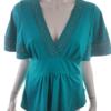 Fever London Rozmiar 38 Kolor Turkusowy W serek Bluzka Peplum Krótki rękaw Materiał Rayon