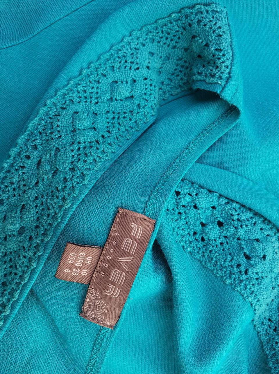 Fever London Rozmiar 38 Kolor Turkusowy W serek Bluzka Peplum Krótki rękaw Materiał Rayon