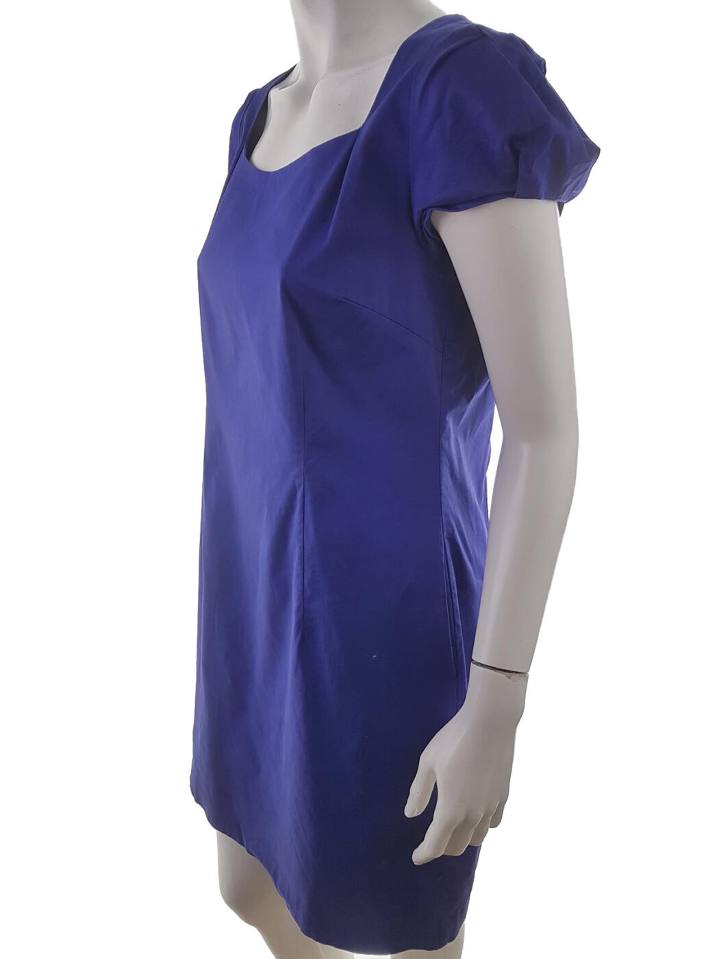 Oasis Rozmiar 38 Kolor Granatowy Kwadratowy dekolt Sukienka Sheath Krótki rękaw Do Kolan Oasis Rozmiar 38 Kolor Granatowy Kwadratowy dekolt Sukienka Sheath Krótki rękaw Do Kolan