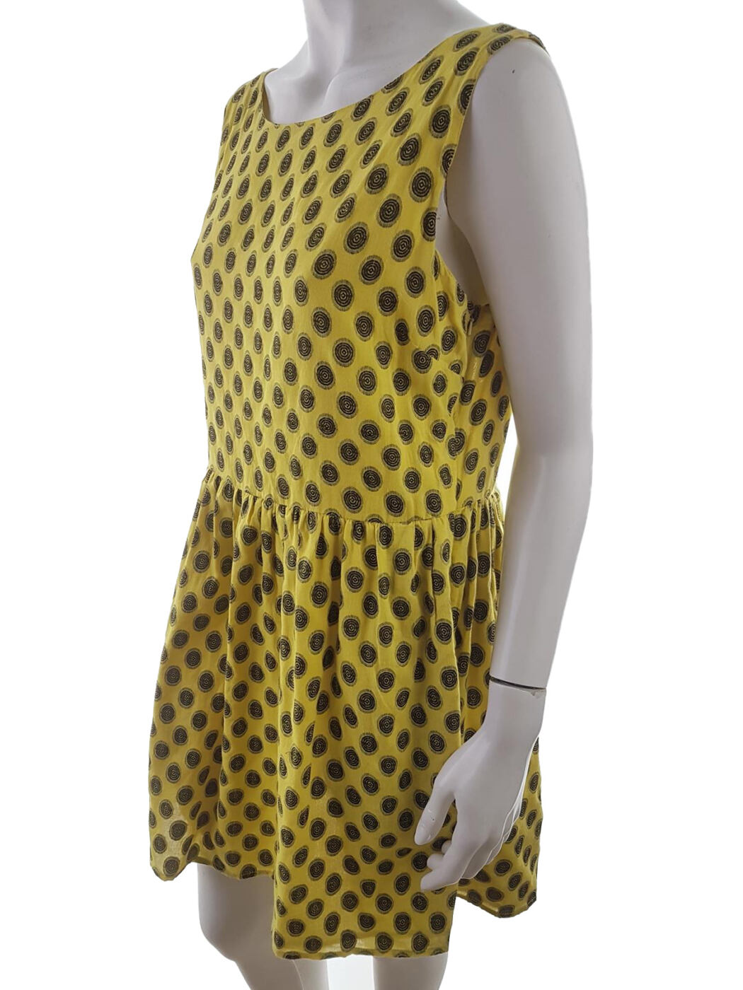 Topshop Rozmiar 42 Kolor Żółty Geometryczny Okrągły dekolt Sukienka Ołówkowa Bezrękawnik Do Kolan Materiał Bawełna 100% Topshop Rozmiar 42 Kolor Żółty Geometryczny Okrągły dekolt Sukienka Ołówkowa Bezrękawnik Do Kolan Materiał Bawełna 100%
