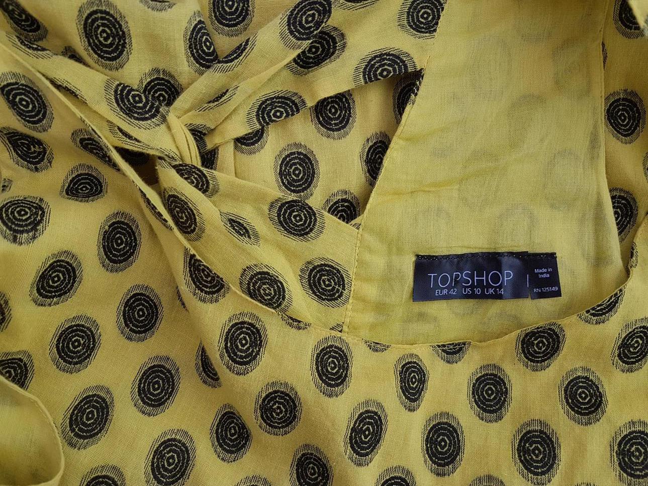 Topshop Rozmiar 42 Kolor Żółty Geometryczny Okrągły dekolt Sukienka Ołówkowa Bezrękawnik Do Kolan Materiał Bawełna 100% Topshop Rozmiar 42 Kolor Żółty Geometryczny Okrągły dekolt Sukienka Ołówkowa Bezrękawnik Do Kolan Materiał Bawełna 100%