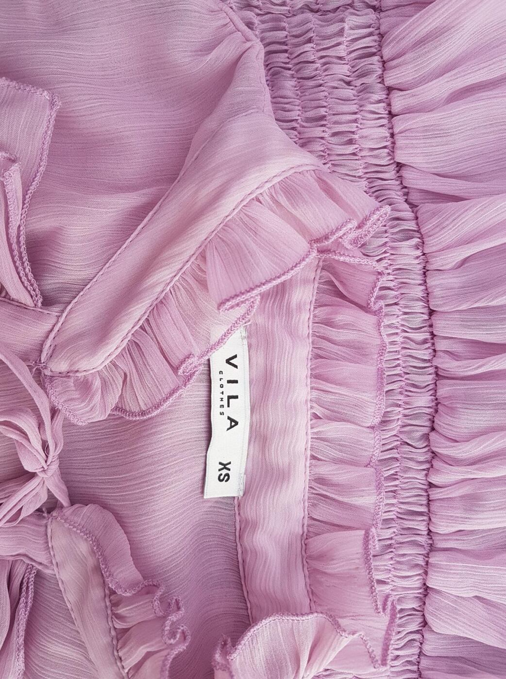 Vila Rozmiar XS Kolor Różowy Keyhole Crew Neck Bluzka Peplum Krótki rękaw