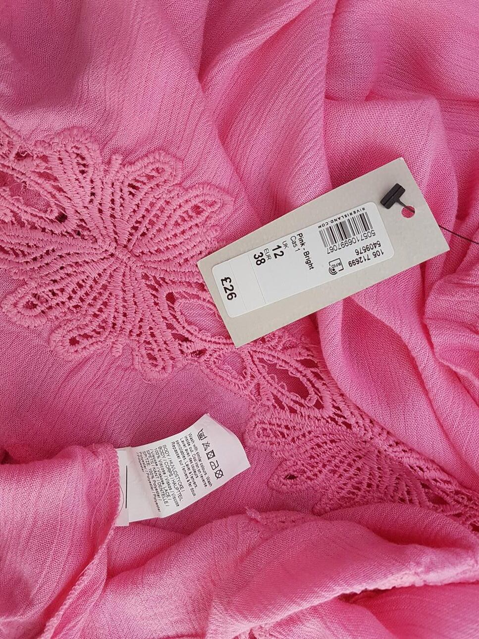 River island Rozmiar 12 (40) Kolor Różowy Kwadratowy dekolt Tunika Bluzka Krótki rękaw Materiał Wiskoza 100%