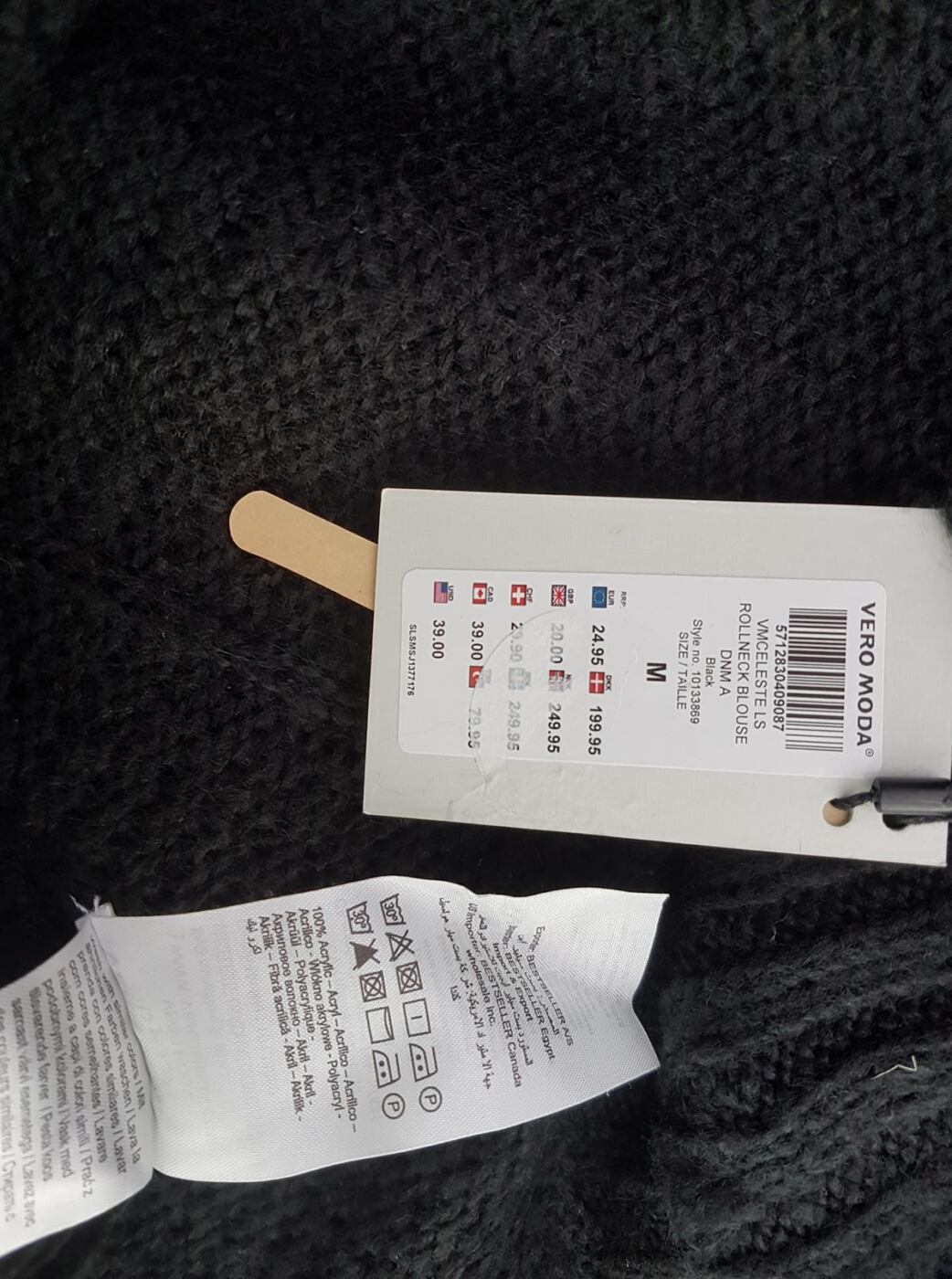 20190725_122609.jpg Vero moda Rozmiar M Kolor Czarny Golf Sweter Długi rękaw Materiał Akryl 100% Gruba dzianina
