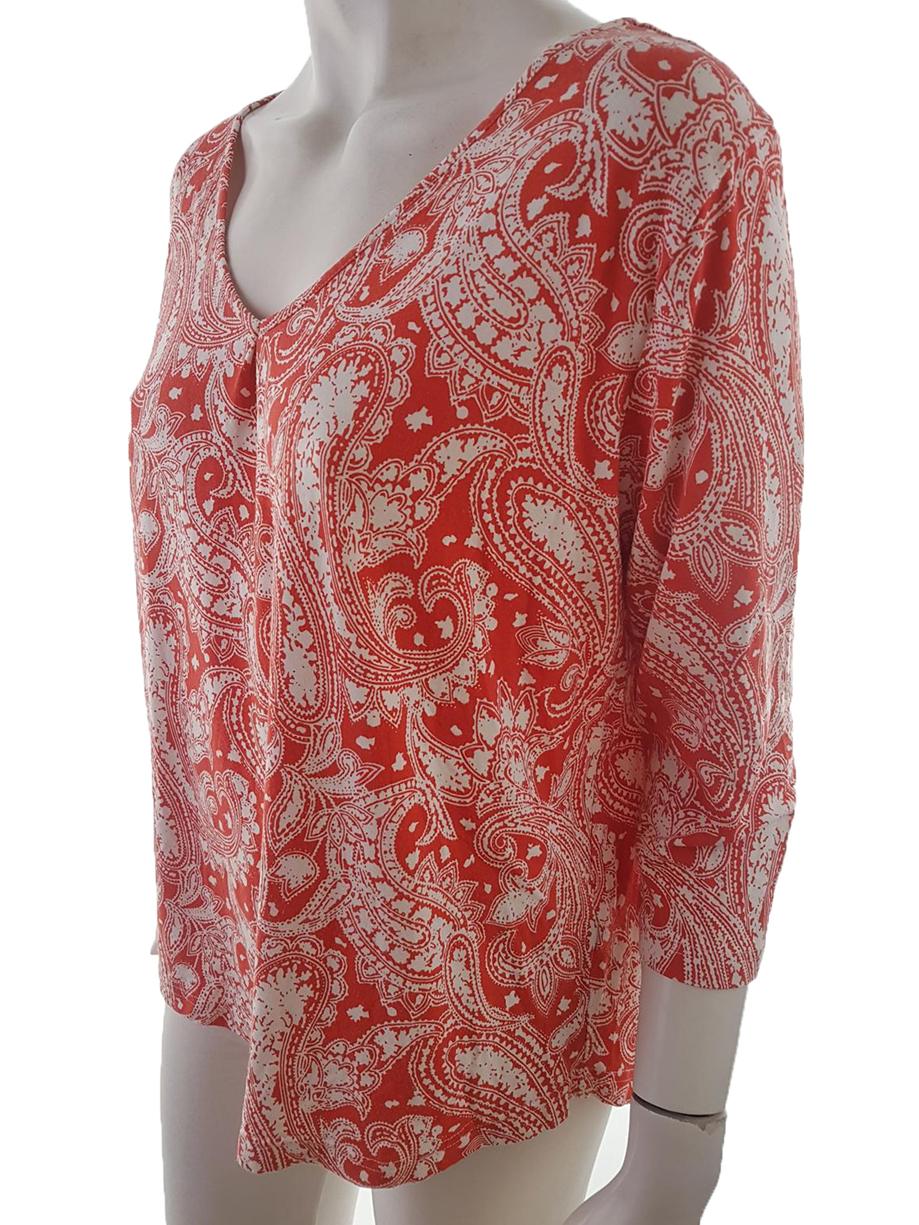 20190730_094156.jpg Flash Woman Rozmiar L Kolor Czerwony Paisley W serek Bluzka Rękaw 3/4 Materiał Wiskoza
