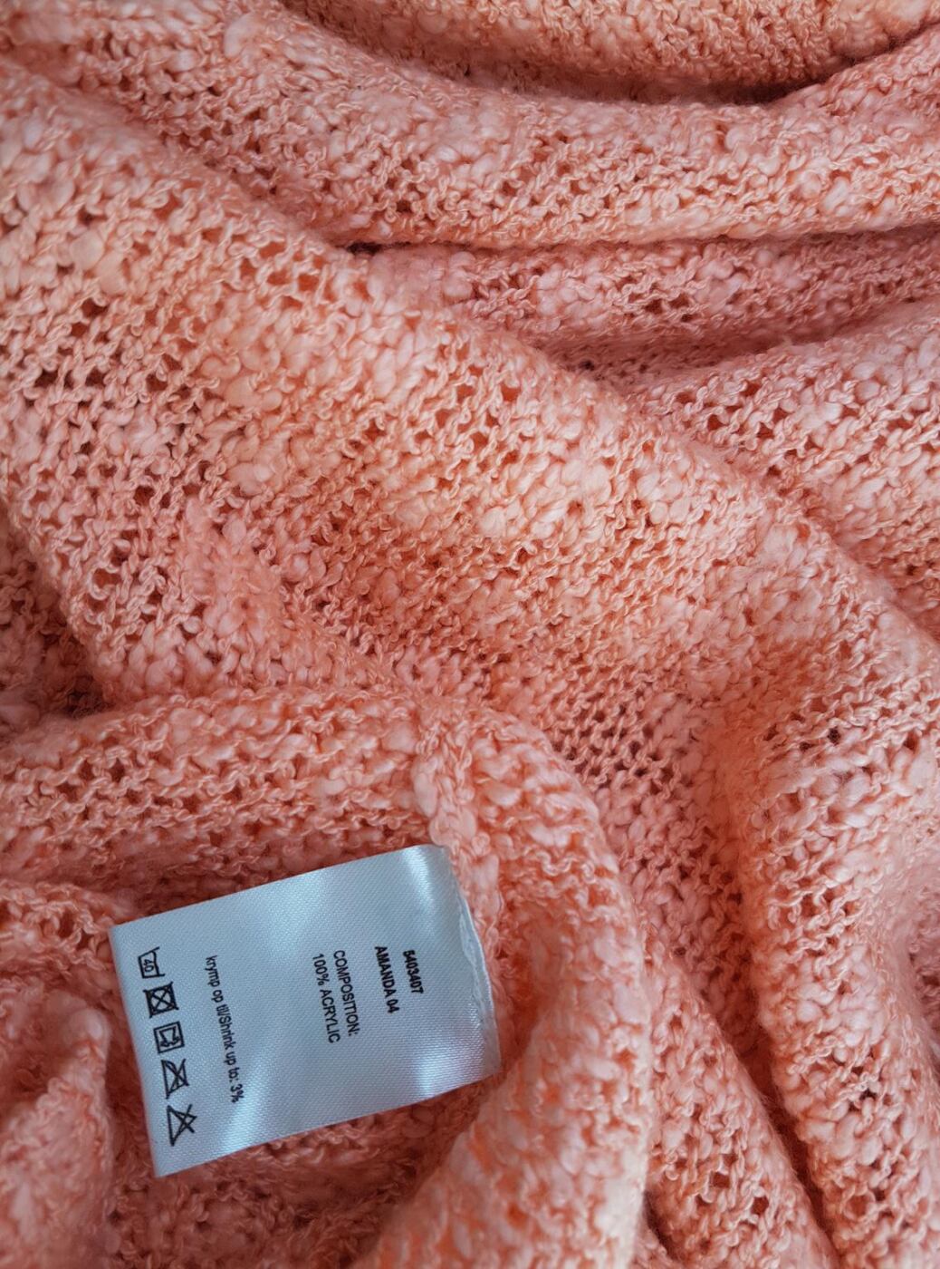 Ze - ze Rozmiar L Kolor Pomarańczowy Okrągły dekolt Sweter Krótki rękaw Materiał Akryl