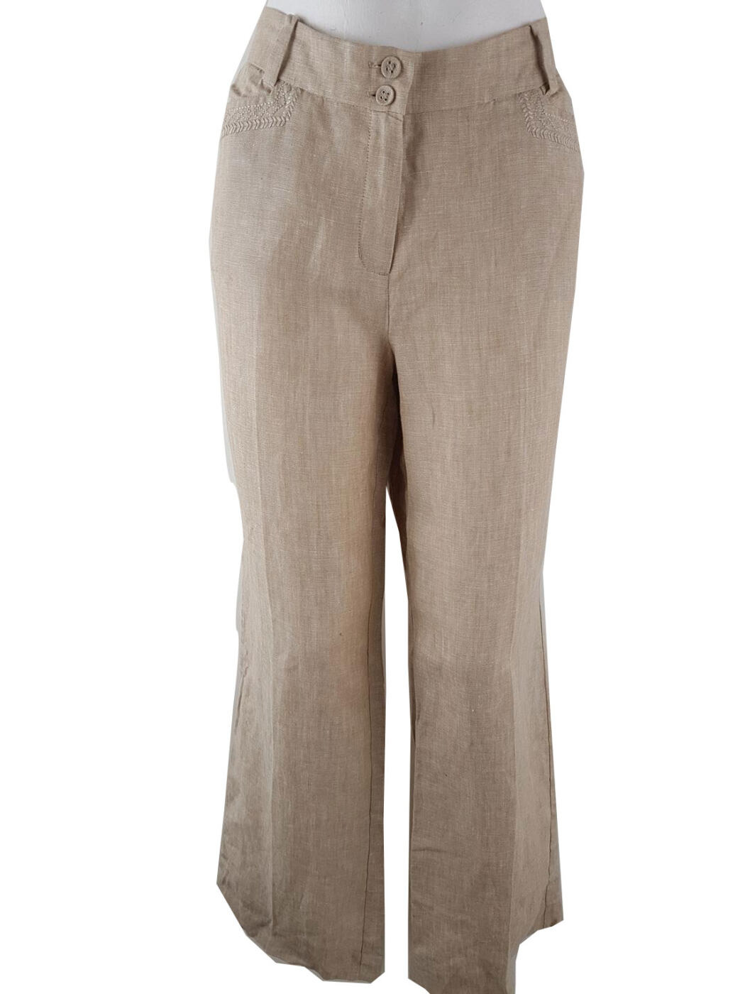 Monsoon Rozmiar 40 Kolor Beżowy Spodnie Casual Materiał Len 100%