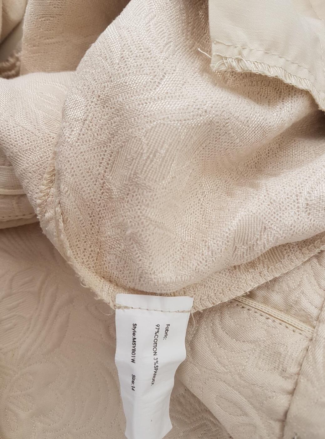 Rozmiar 14 (42) Kolor Beżowy Spodnie Eleganckie Materiał Bawełna