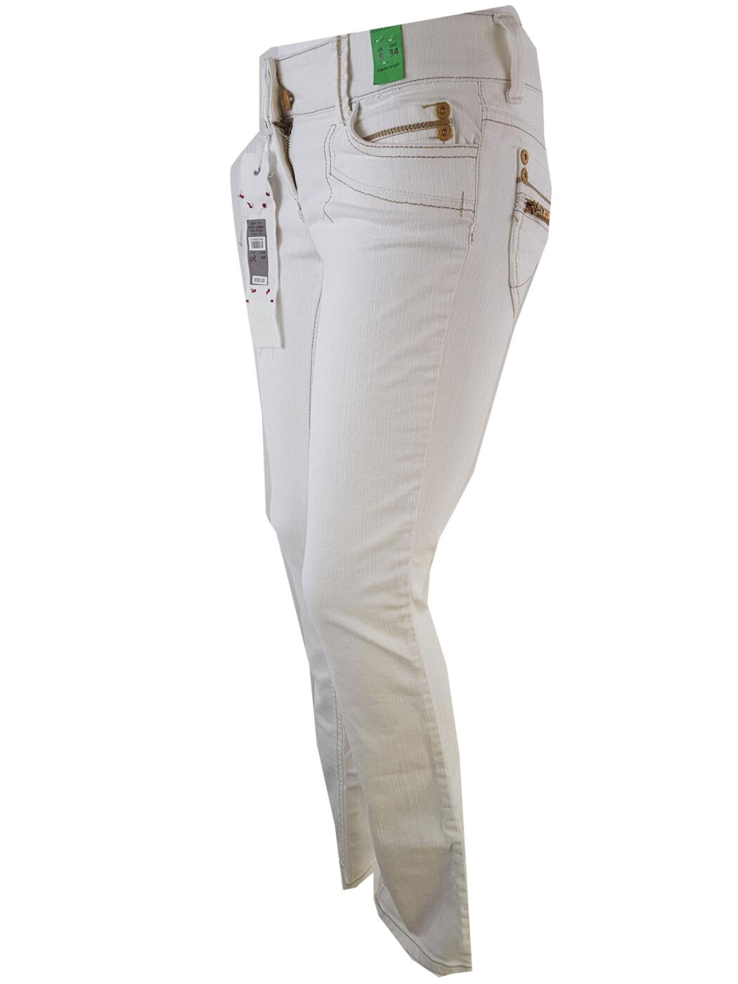20190730_155644.jpg River island Rozmiar 34 Kolor Biały Spodnie Casual Materiał Bawełna